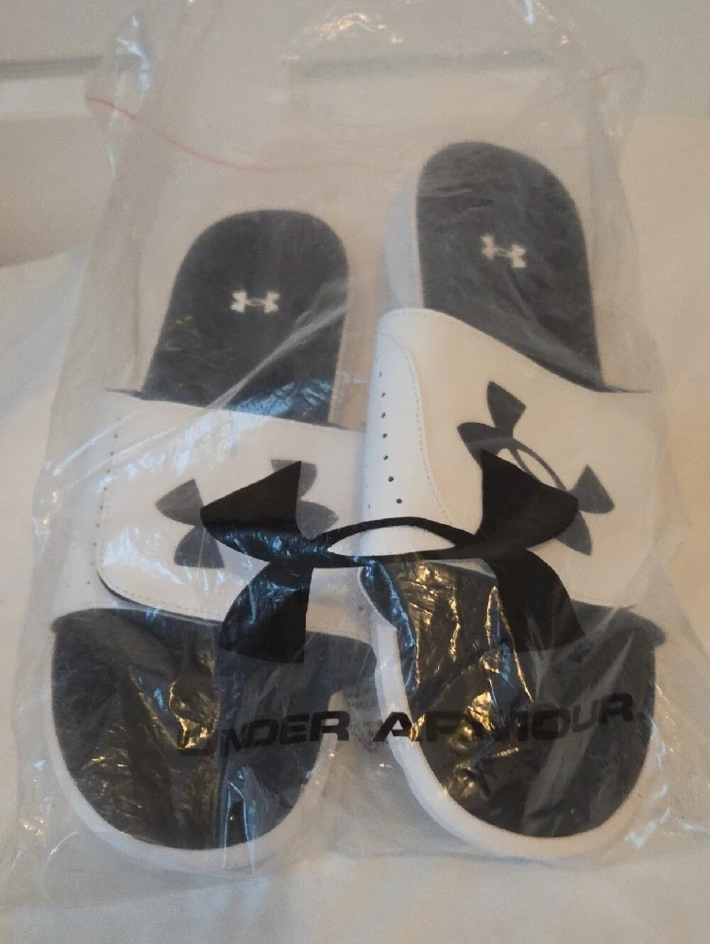 Under Armour Black and White Adjustable Slide Sandals
